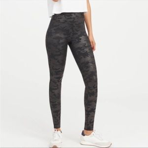 Spanx Camo Faux Leather Leggings